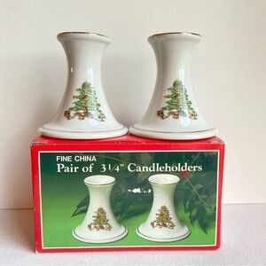 Meiwa Japan Home for the Holidays Christmas Tree candlesticks holders for tapers